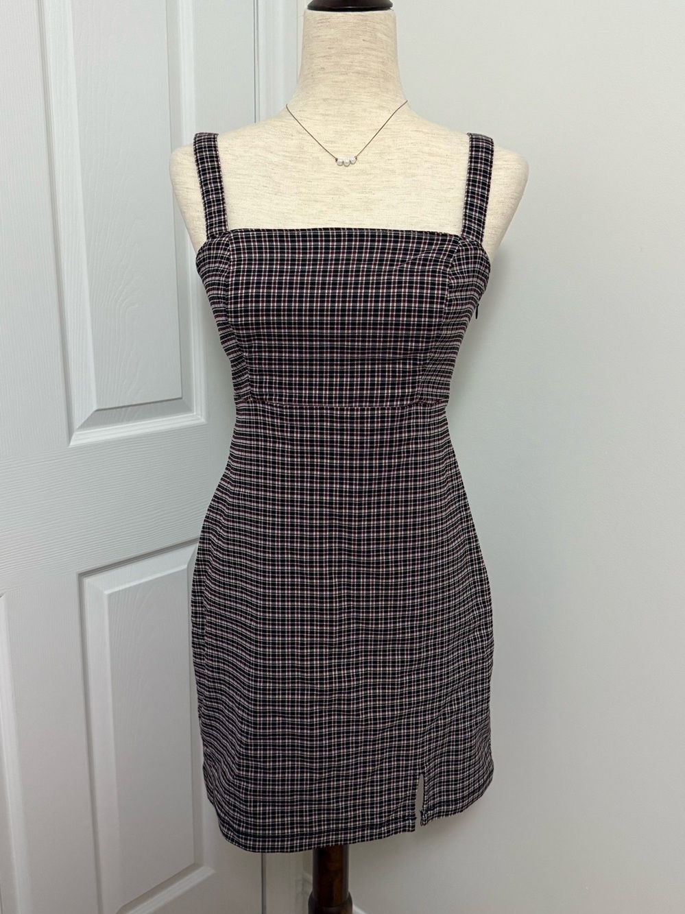 Hollister Sleeveless Plaid Dress Stretch Academia Size Medium
